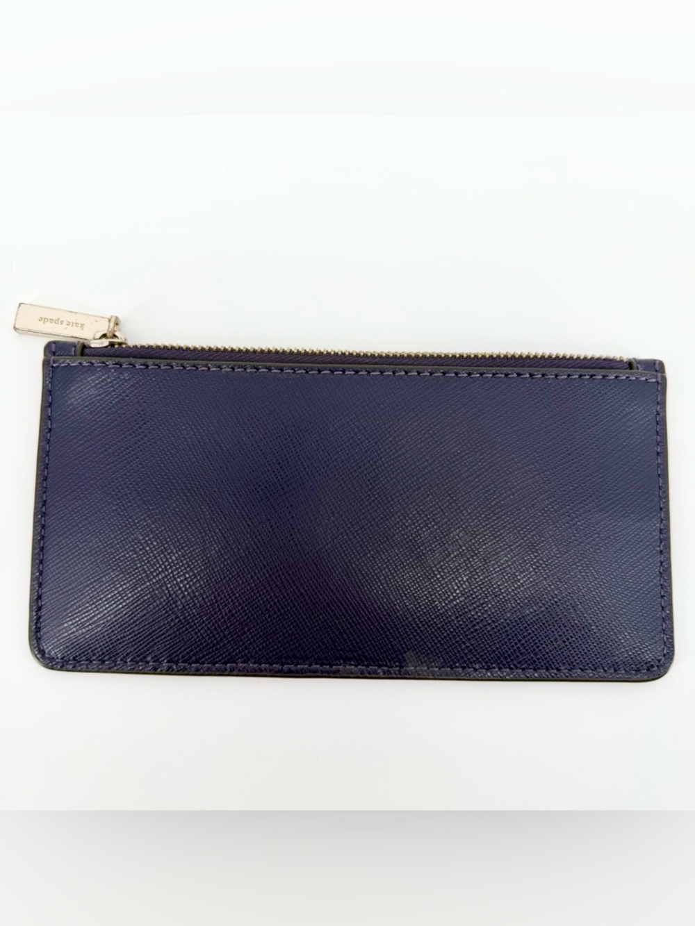 Kate Spade Deep Purple Saffiano Leather Zippered Money/Card Pouch (S362) 7”x3.5” - Picture 2 of 11